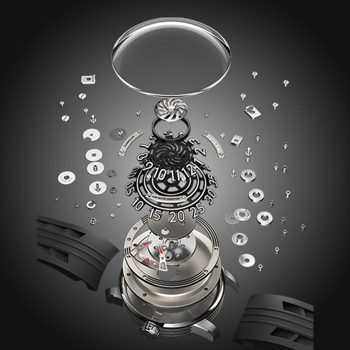 Zbioland Space Series Black Wheel Of Destiny Swiss Sellita Movement Automatic Watch